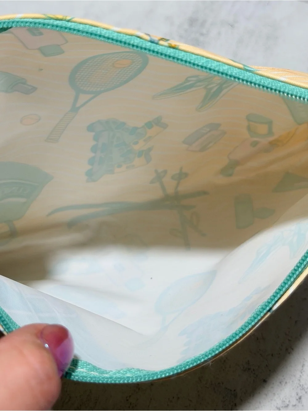 CLINIQUE Yellow & Teal Tennis Graphic Cosmetic Pouch